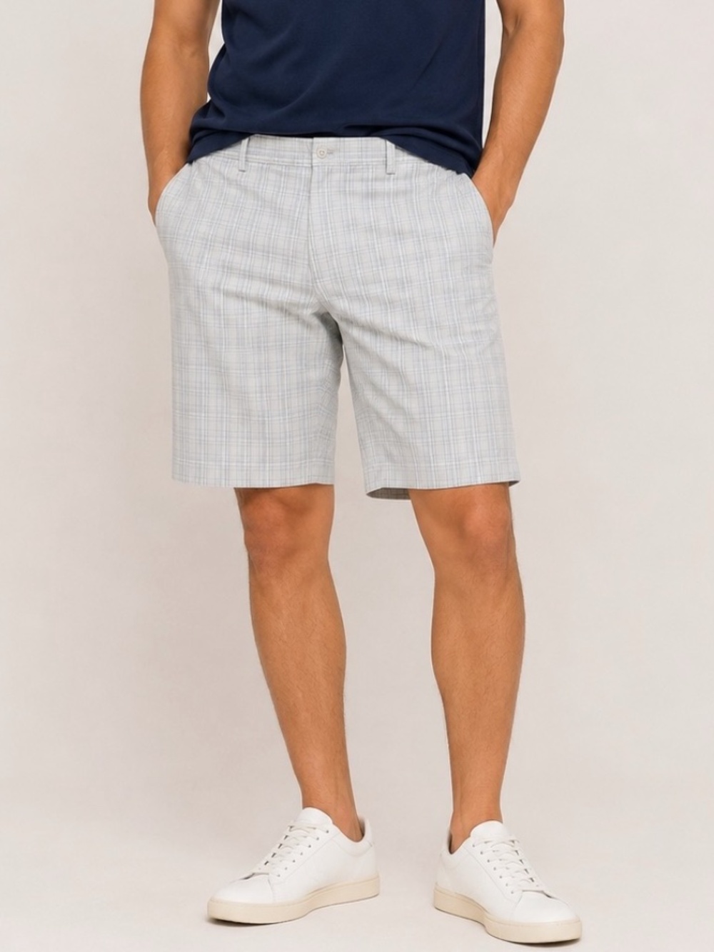 Nike Golf Shorts Mens Size 38 Grey Plaid Fit Dry Flat Front Athletic Performance